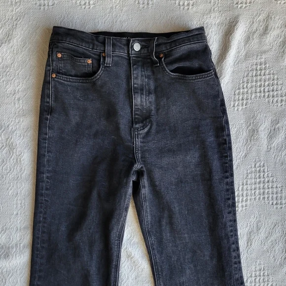 Denim Forum The Twiggy High Rise Flare 28L High-Waisted Flared Jeans- Black - Picture 4 of 12